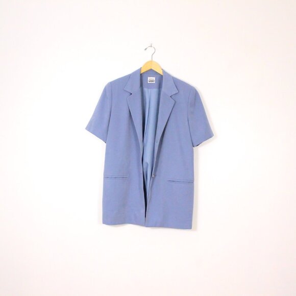 *Moda Petite Blue Short Sleeve Blazer - Picture 2 of 6